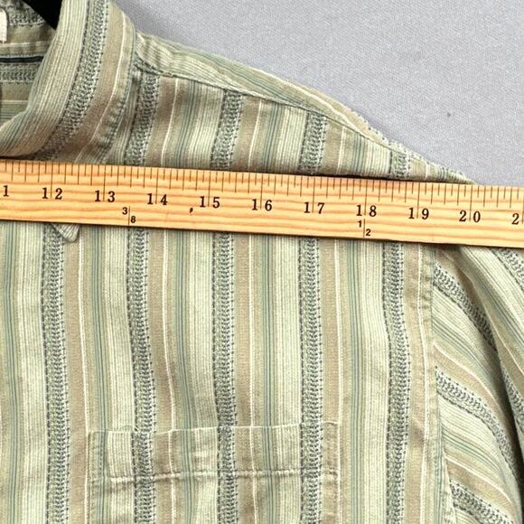 Paradise Collection Silk Shirt L Green Striped Preppy Hipster Dad Academia Retro - Picture 11 of 15